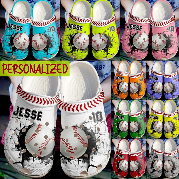 Personalized Crack Wall Baseball Crocs Classic Clogs Shoes