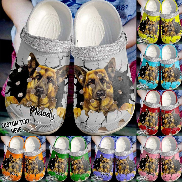 Personalized Crack Wall German Shepherd Crocs Classic Clogs Shoes