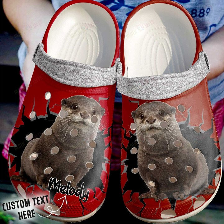 Personalized Crack Wall Otter Crocs Classic Clogs Shoes
