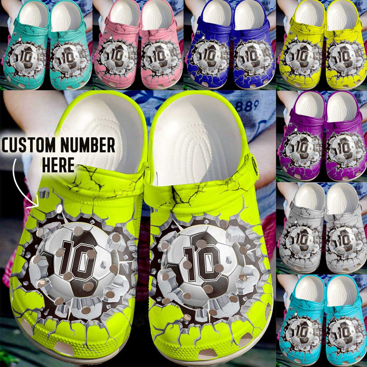 Personalized Crack Wall Soccer Ball Crocs Classic Clogs Shoes