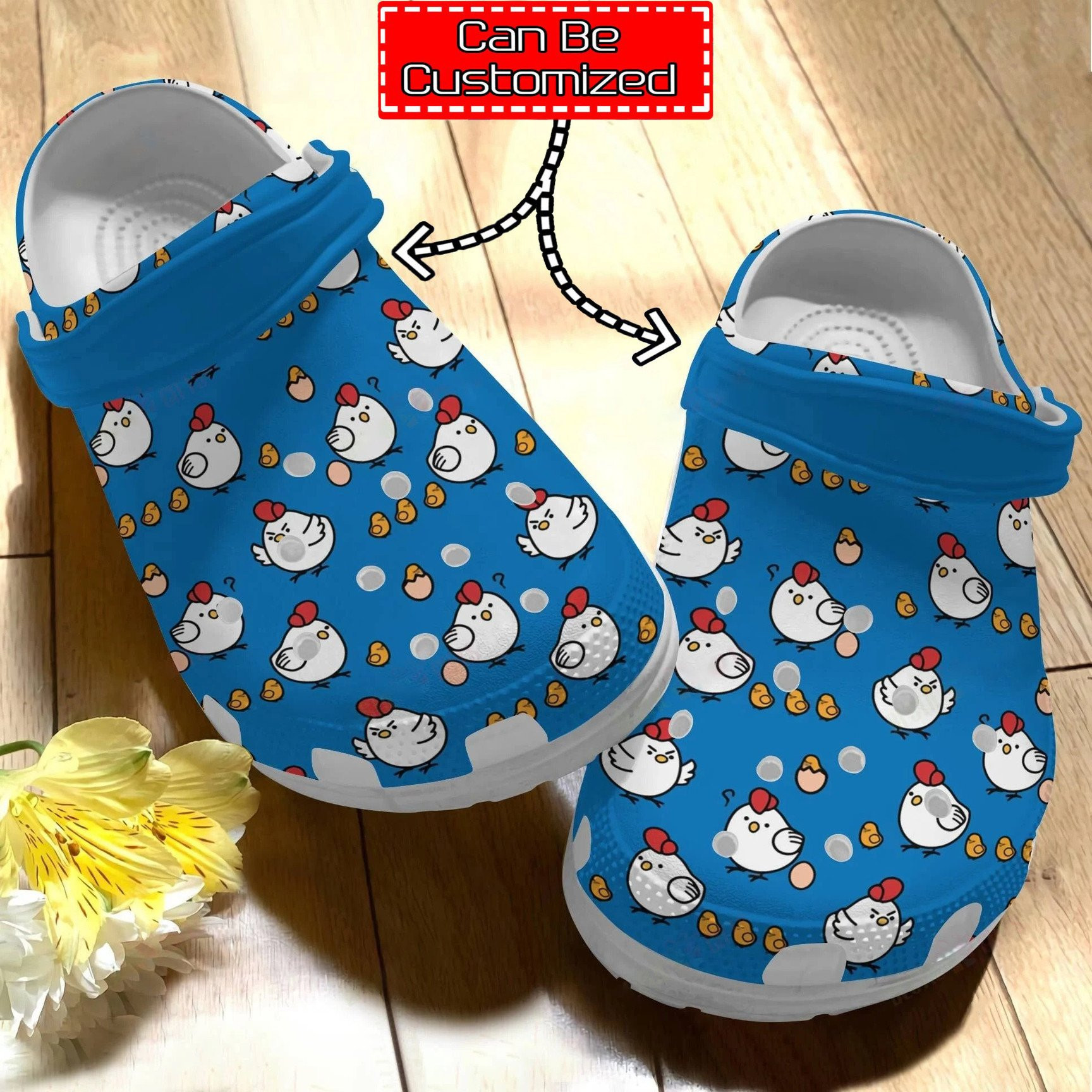 Personalized Cute Chicken Pattern Crocs Clog Shoes Chicken Print Crocs