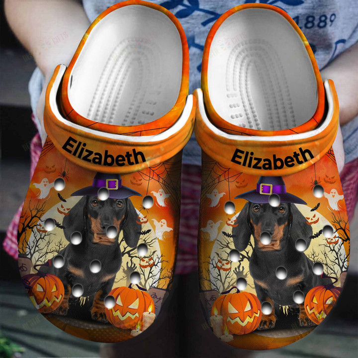 Personalized Dachshund Wear Hat Halloween Crocs Classic Clogs Shoes