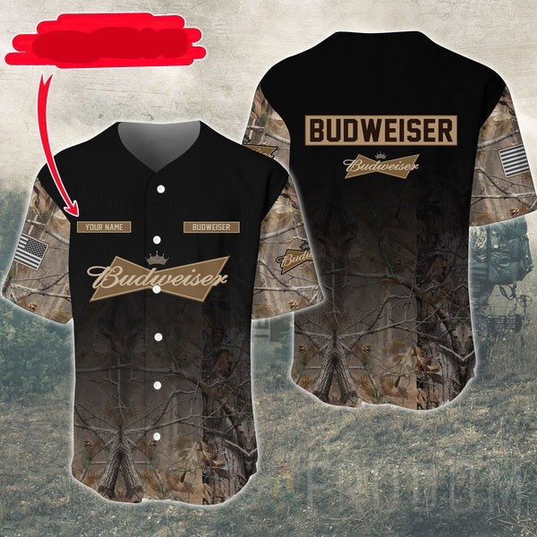 Personalized Deer Hunting Budweiser Baseball Jersey, Unisex Jersey Shirt for Men Women