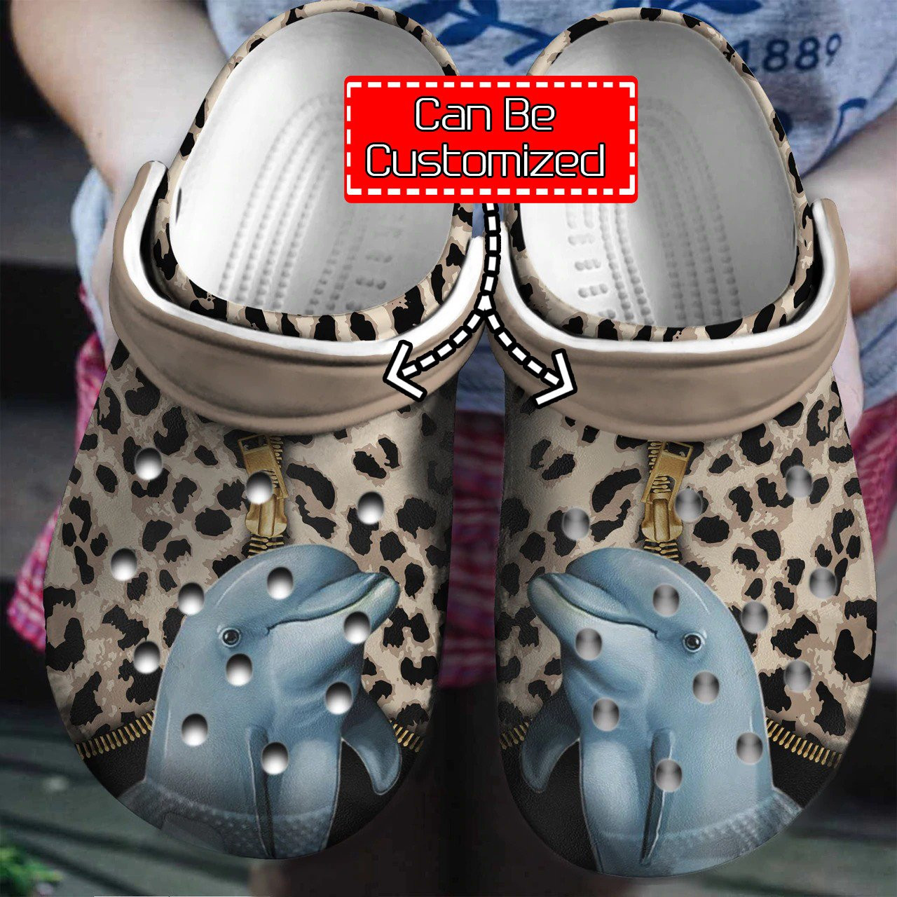 Personalized Dolphin Leopard Pattern Crocs Clog Shoes Animal Crocs