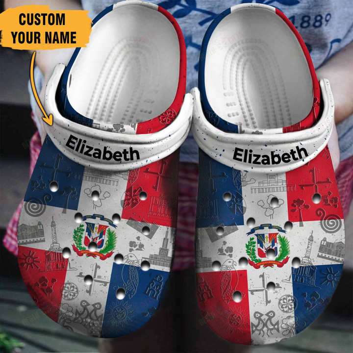 Personalized Dominican Flag Crocs Classic Clogs Shoes