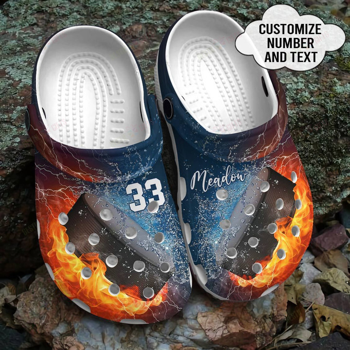 Personalized Fire And Water Hockey Crocs Classic Clogs Shoes