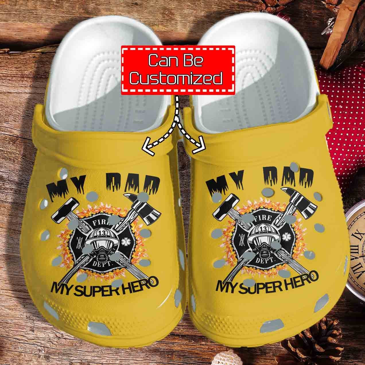 Personalized Firefighter Dad Gift For Father Crocs Clog Shoes Fathers Custom Crocs