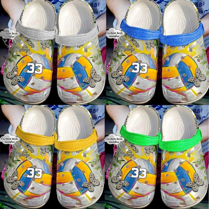 Personalized Floral Volleyball Crocs Classic Clogs Shoes