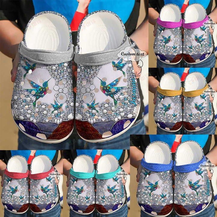 Personalized Gem Hummingbird Crocs Classic Clogs Shoes
