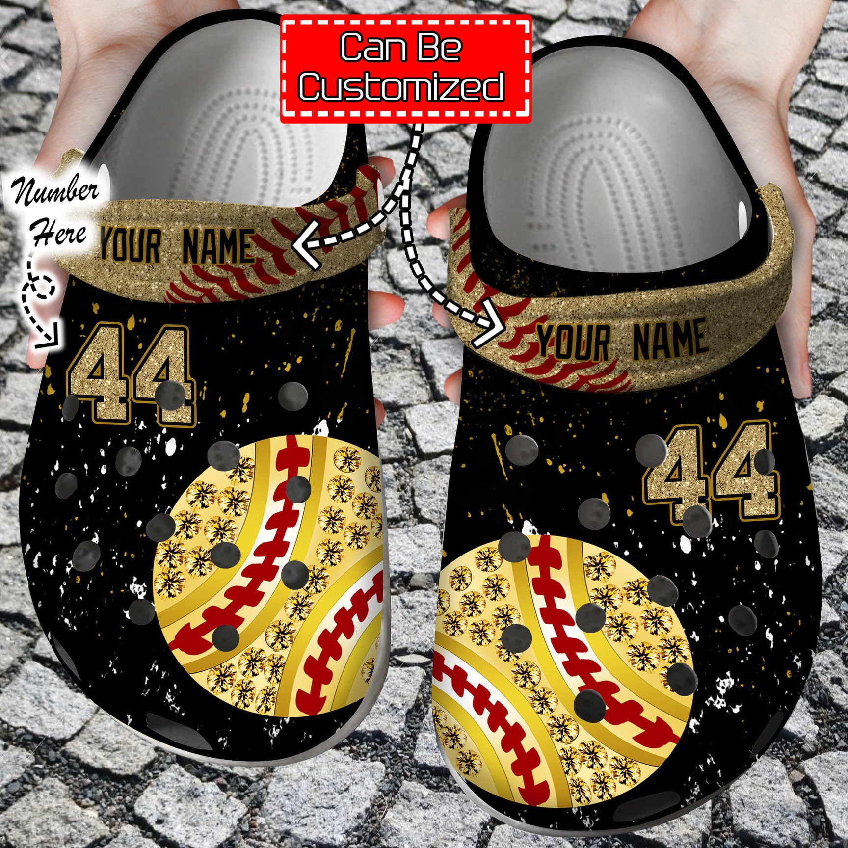 Personalized Golden Softball Crocs Clog Shoes Softball Crocs