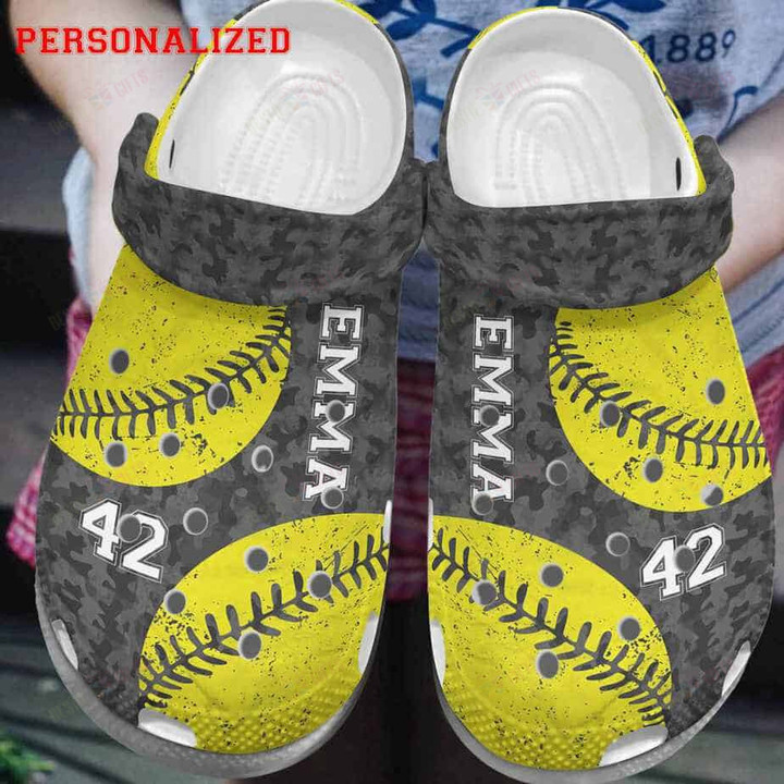 Personalized Green Baseball Ball Crocs Classic Clogs Shoes