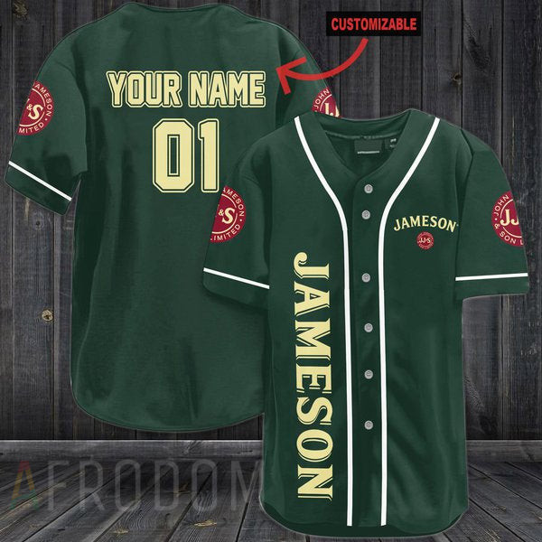 Personalized Green Jameson Whiskey Baseball Jersey, Unisex Jersey Shirt for Men Women