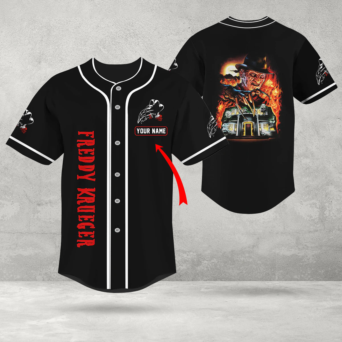 Personalized Halloween Freddy Krueger Baseball Jersey