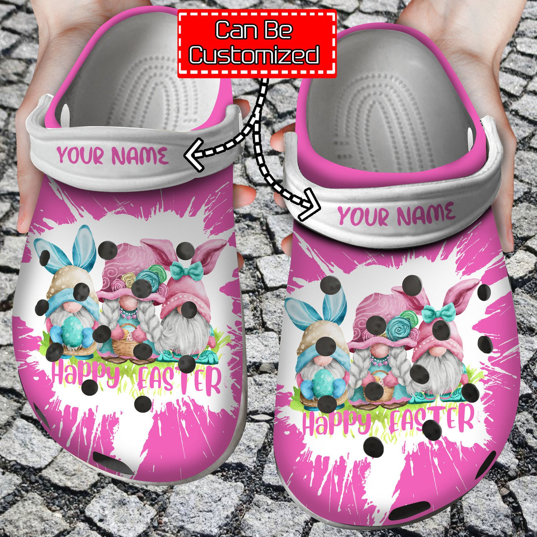 Personalized Happy Easter Gnome Crocs Clog Shoes Easter Crocs