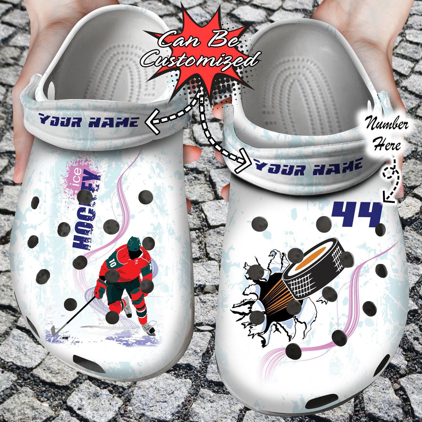 Personalized Hockey Ice Player Crocs Clog Shoes Sport Crocs