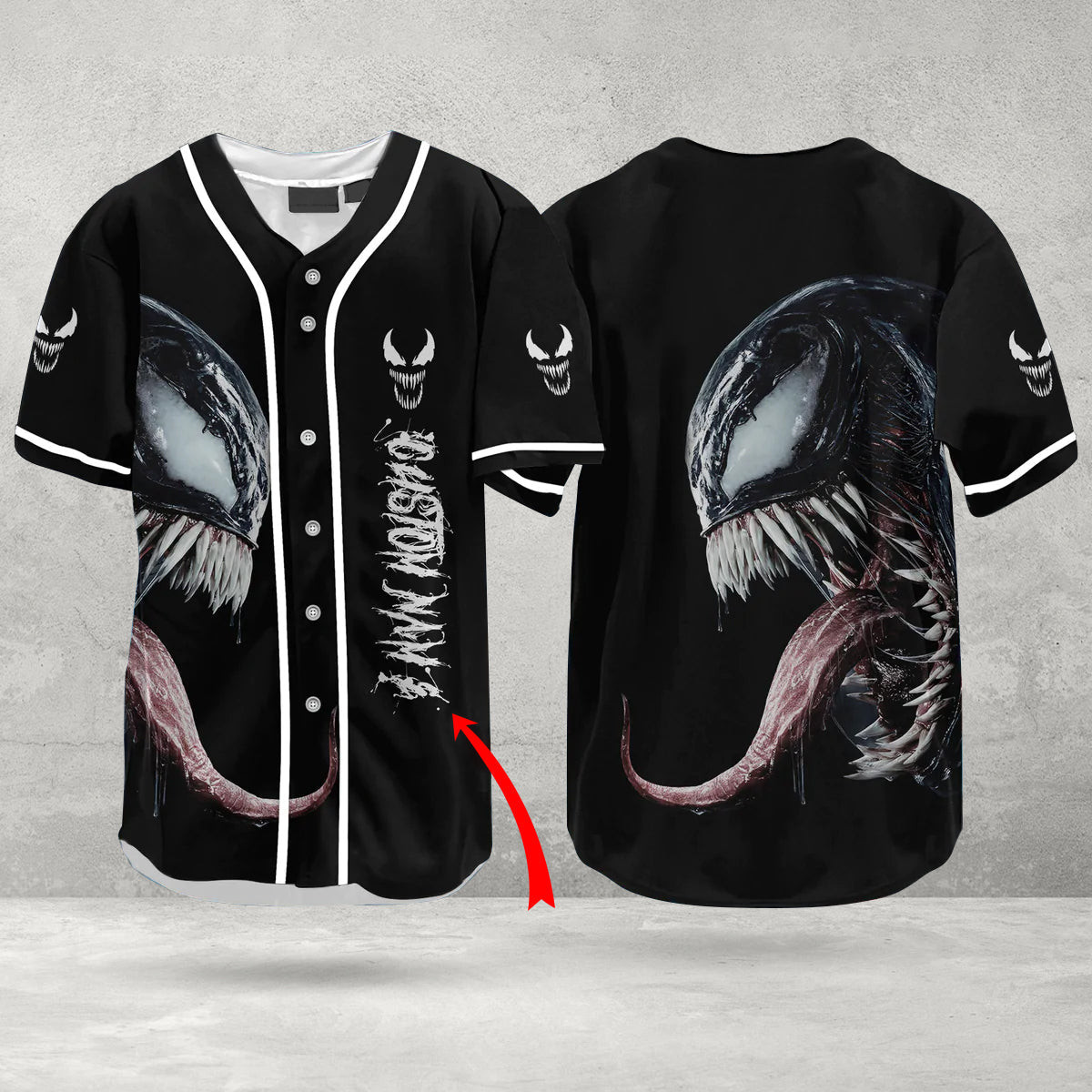 Personalized Horror Venom Baseball Jersey, Unisex Baseball Jersey for Men Women