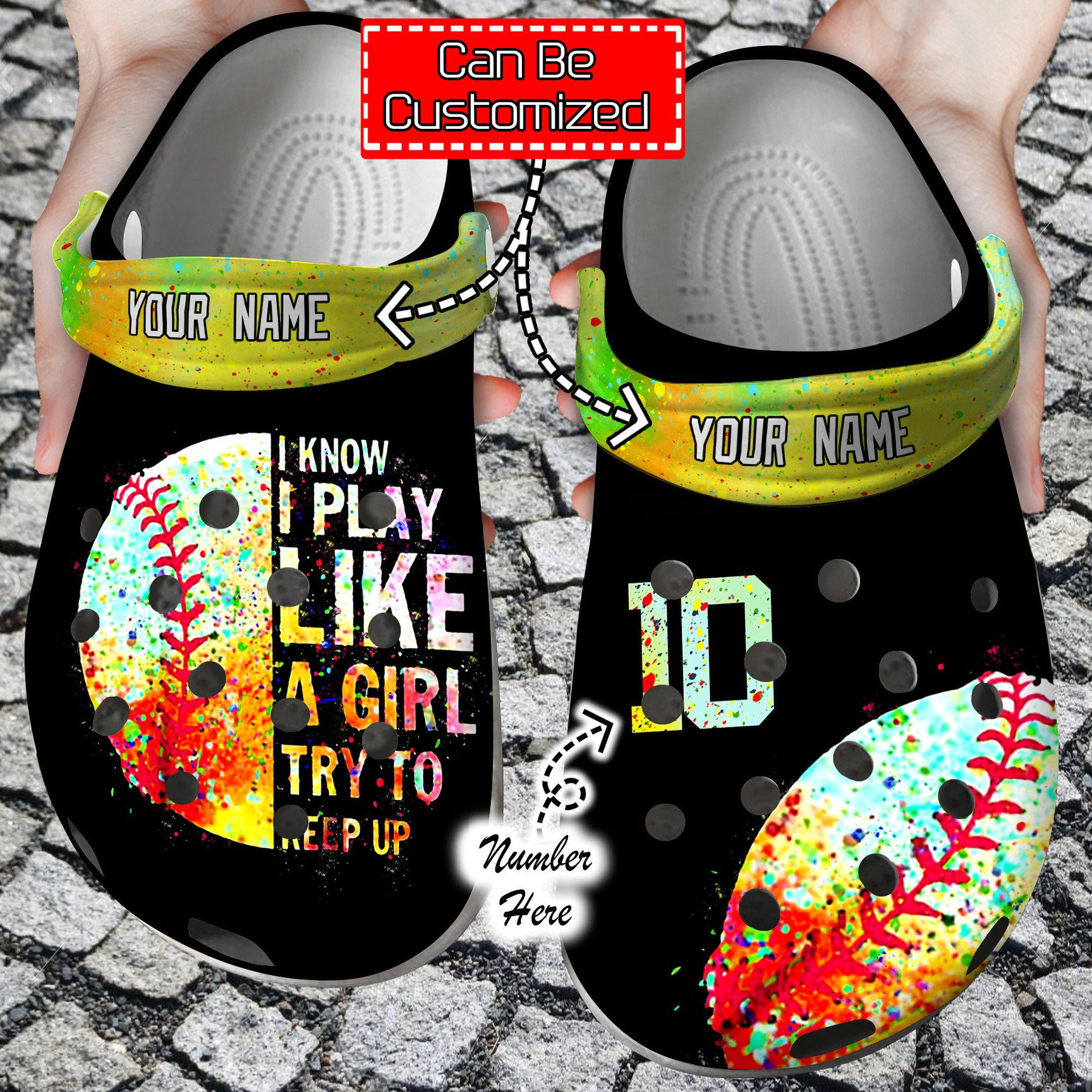 Personalized I Know Play Like A Girl Crocs Clog Shoes Softball Crocs