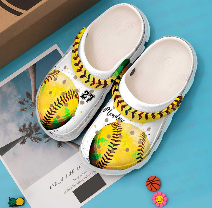 Personalized I Love Softball Crocs Classic Clogs Shoes