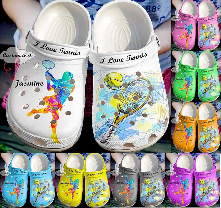 Personalized I Love Tennis Crocs Classic Clogs Shoes