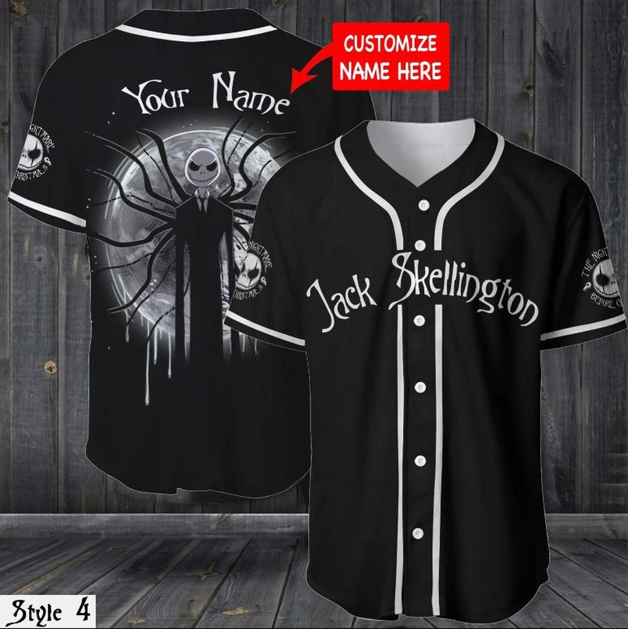 Personalized Jack Skellington Halloween Baseball Jersey, Unisex Jersey Shirt for Men Women