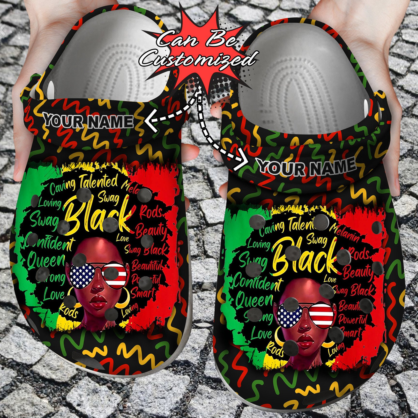 Personalized Juneteenth Black Girl American Crocs Clog Shoes Custom Crocs
