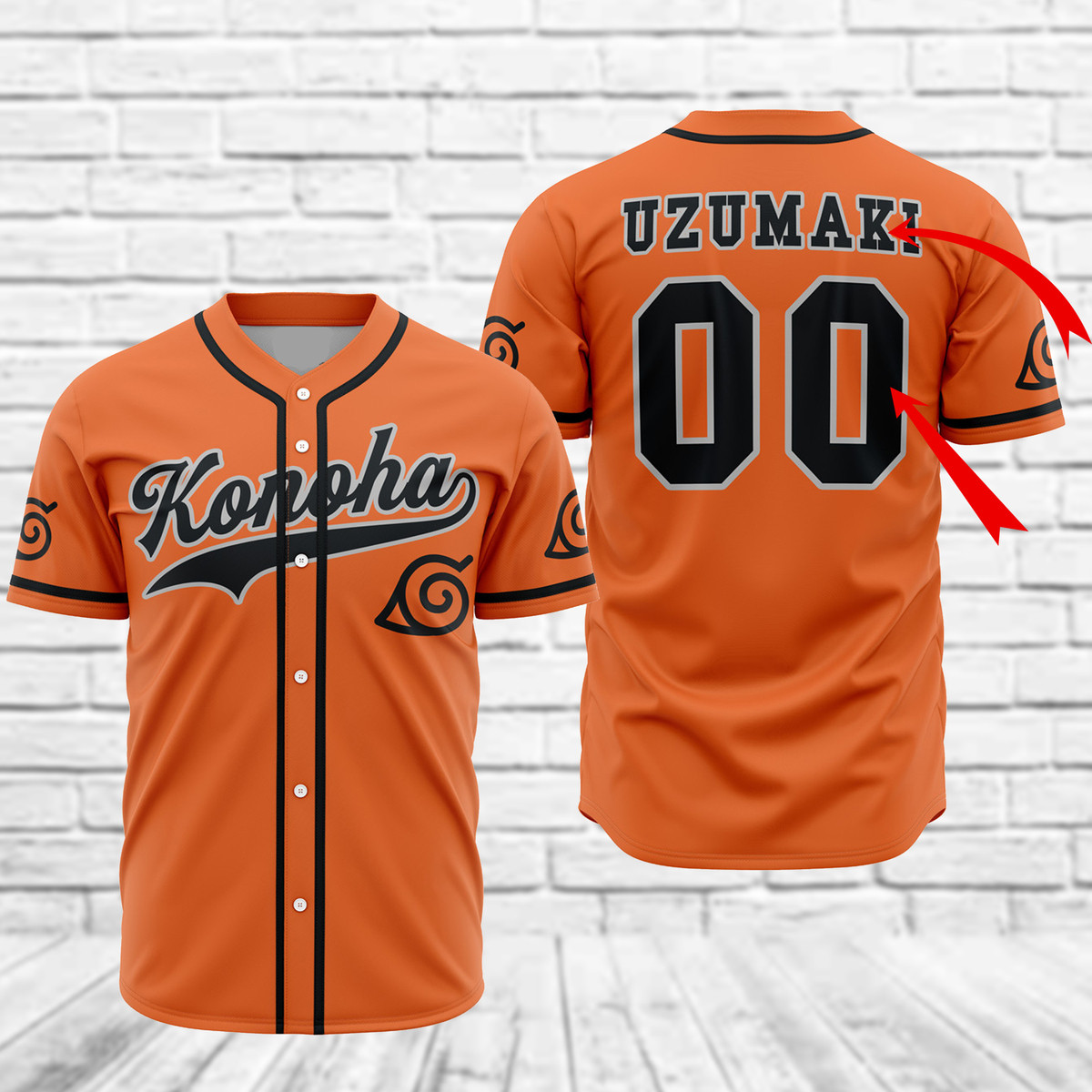 Personalized Konoha Uzumaki Baseball Jersey