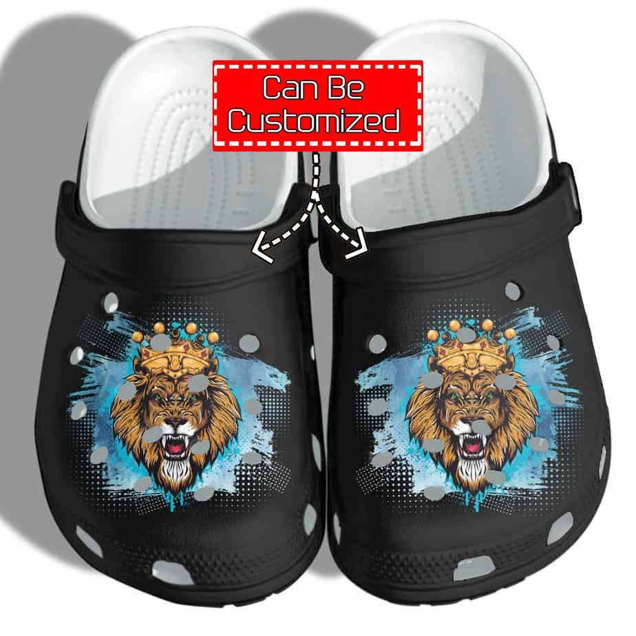 Personalized Lion Father Black King Gift For Father Crocs Clog Shoes Fathers Custom Crocs