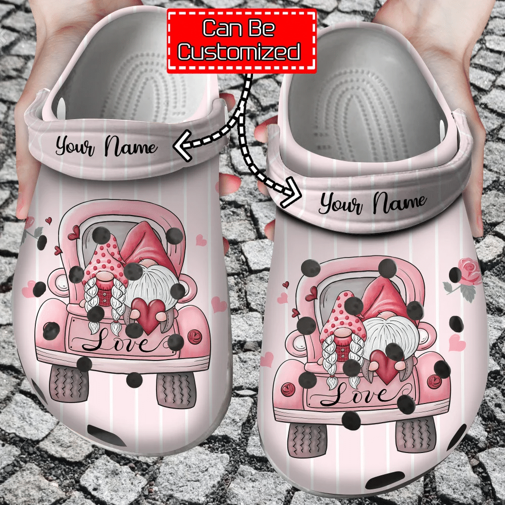 Personalized Love Valentines Day Gnome Truck Crocs Clog Shoes For Men And Women