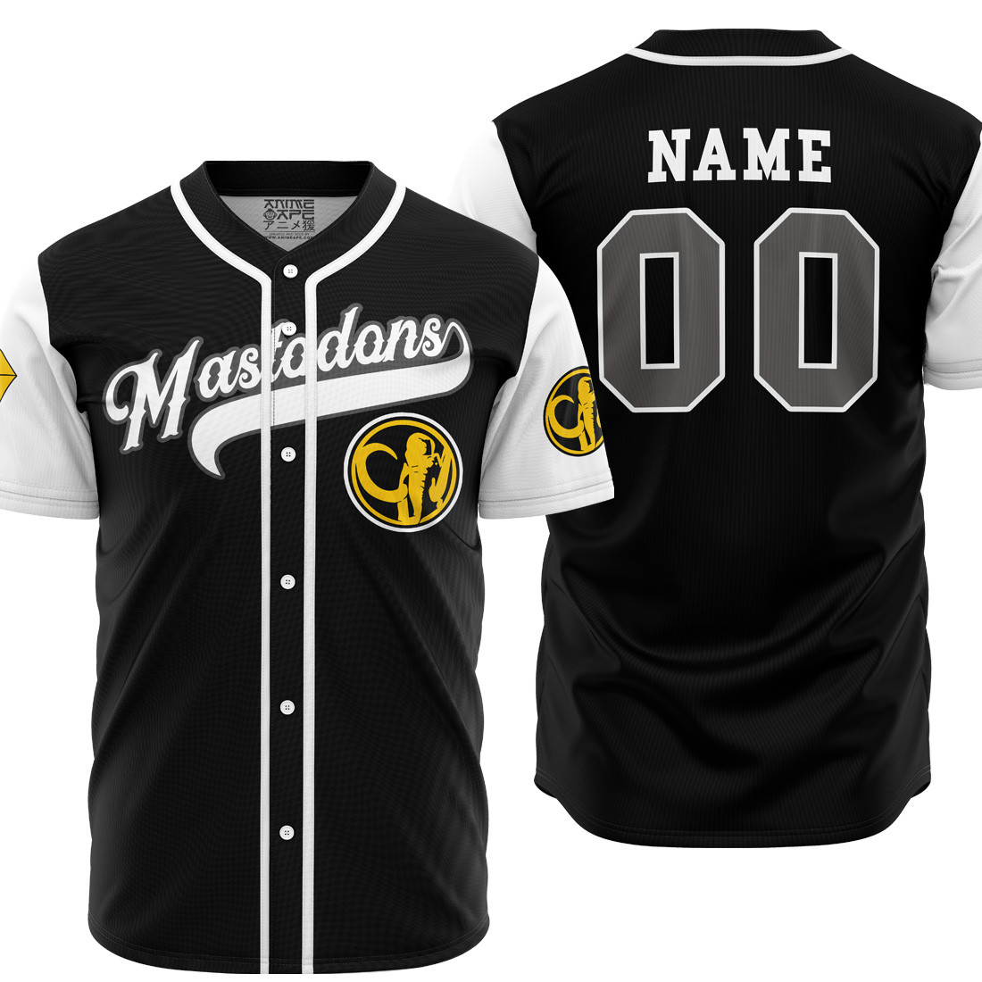 Personalized Mastadons Black Power Rangers Baseball Jersey