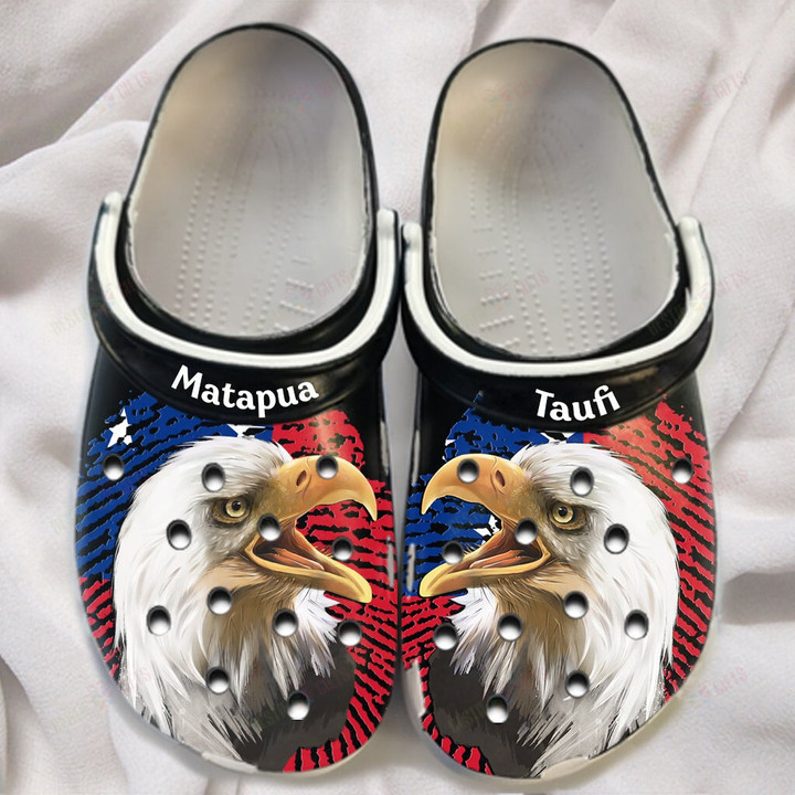 Personalized Matapua Taufi - DNA Samoa Flag Samoan And Eagle Gift Crocs Classic Clogs Shoes