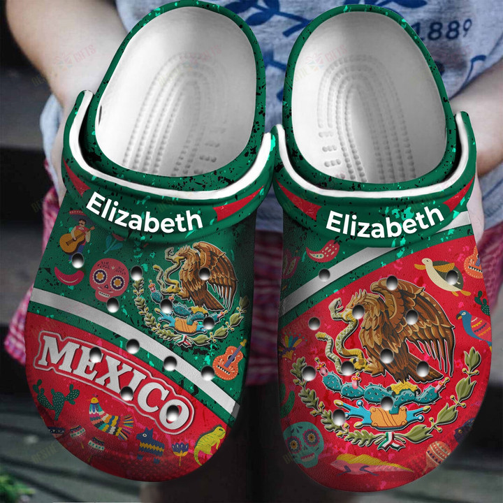 Personalized Mexican Symbols Combined With Mexico Flag Crocs Classic Clogs Shoes