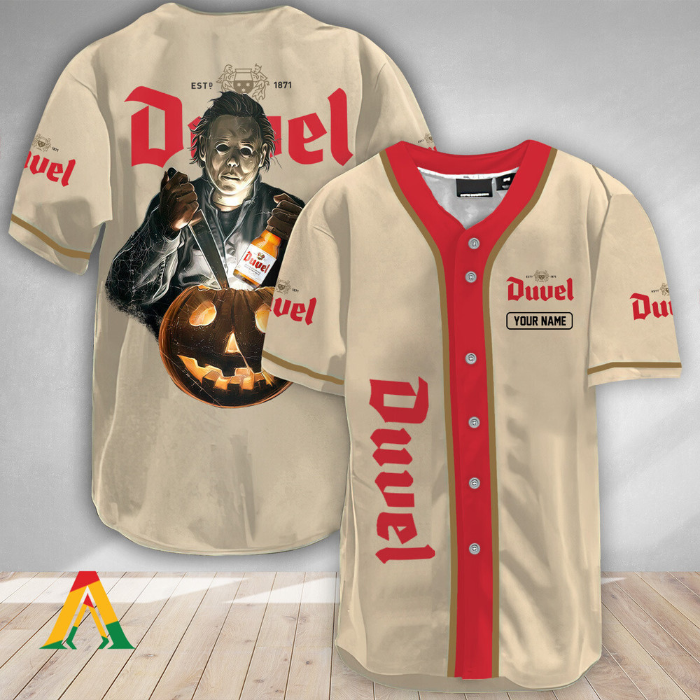 Personalized Michael Myers Pumpkin Duvel Beer Baseball Jersey Unisex Jersey Shirt for Men Women