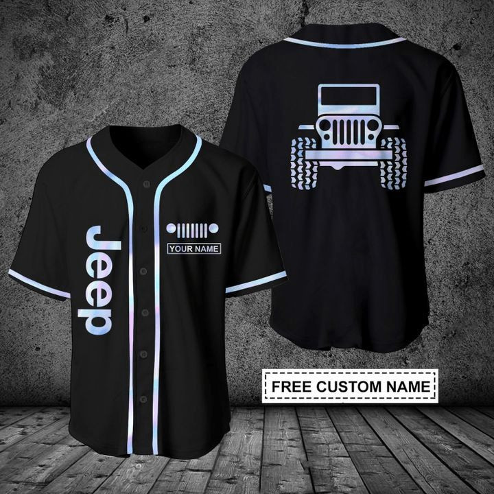 Personalized Name Hologram Jeep Black Baseball Jersey