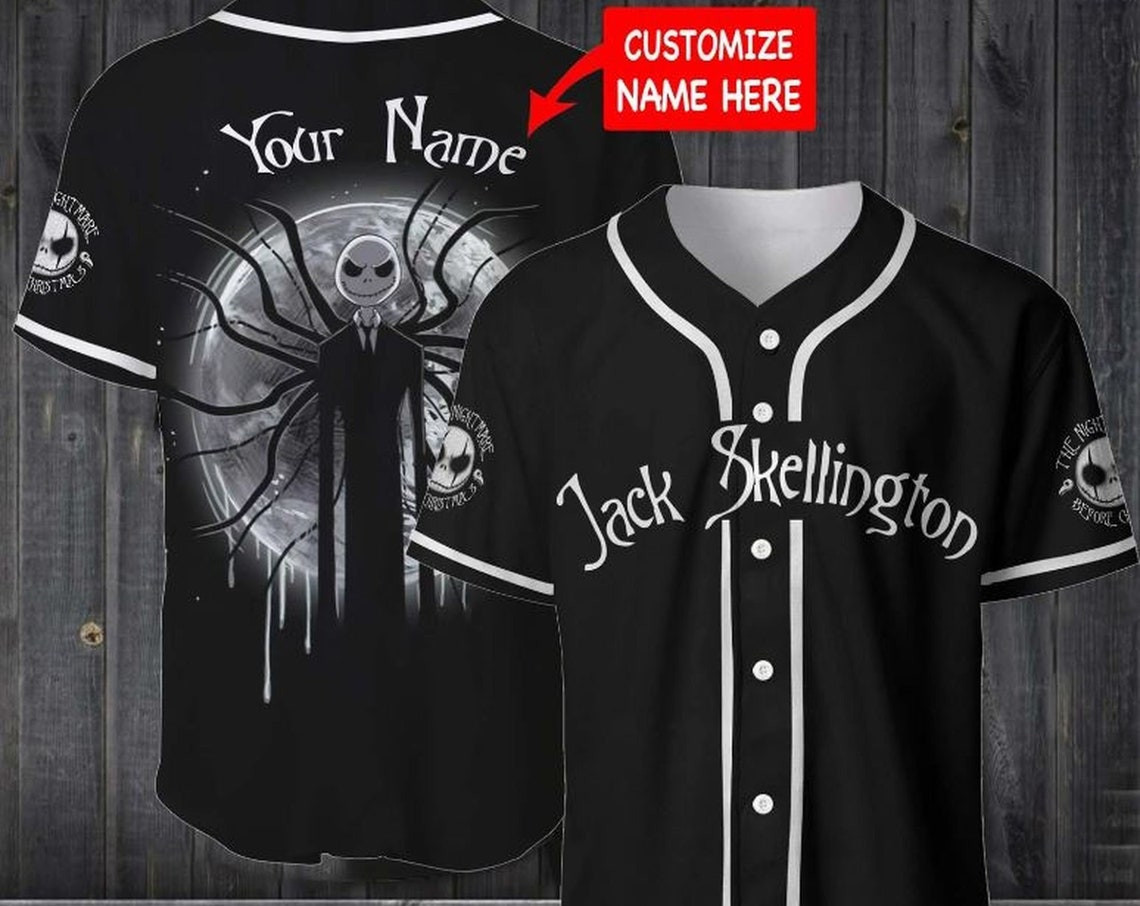 Personalized Name Jack Skellington Baseball Jersey Halloween Gift Jack Baseball Jersey Halloween Gift Shirt