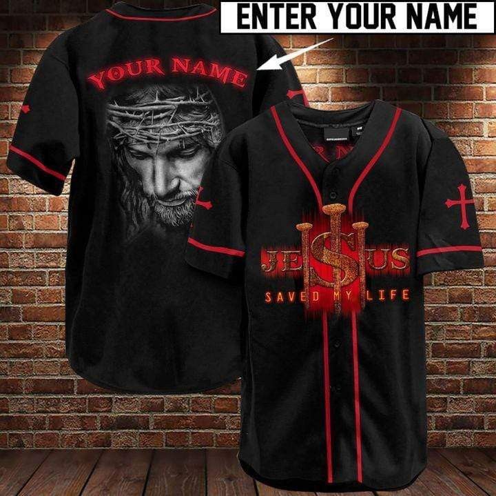 Personalized Name Jesus Saved My Life Baseball Jersey