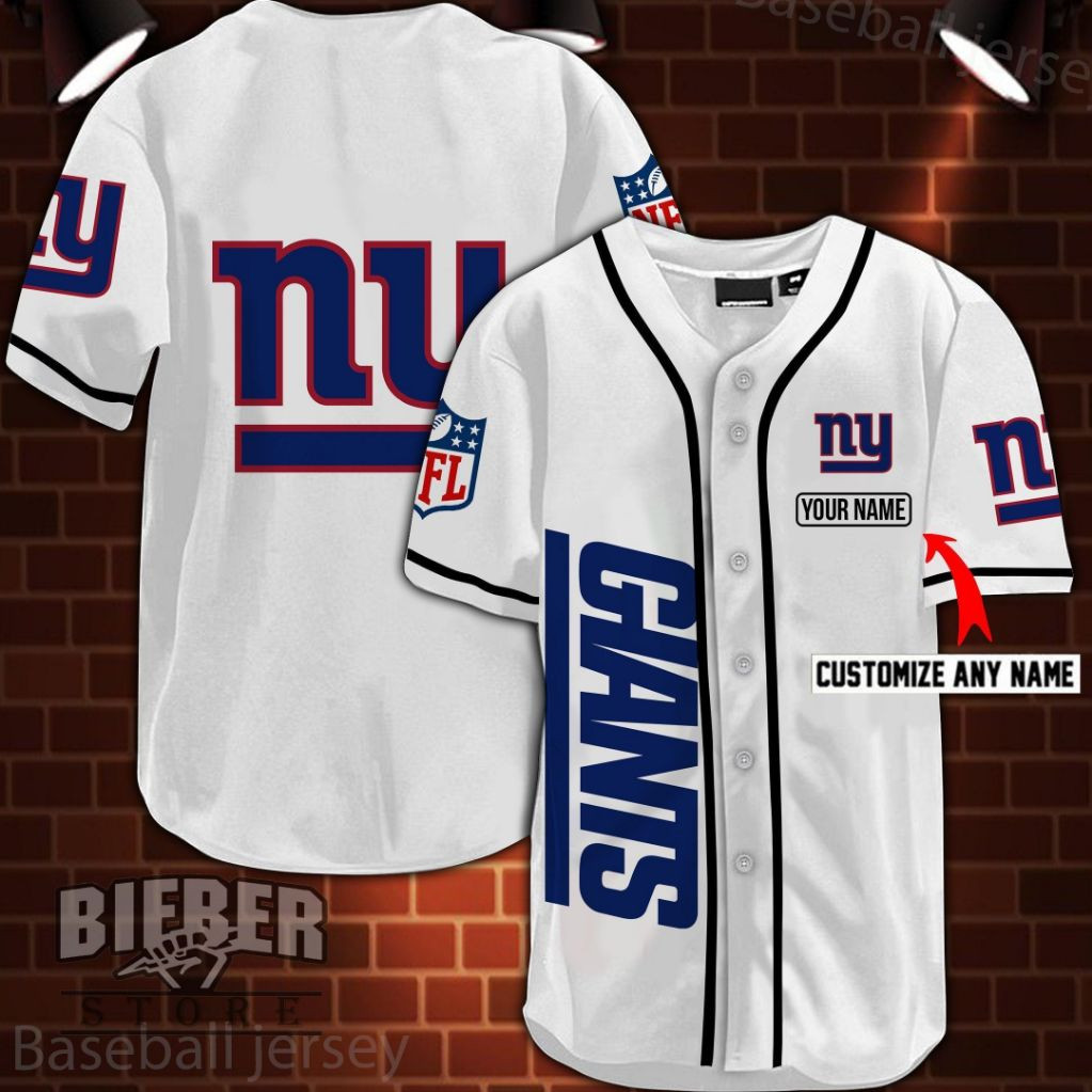 Personalized Nfl New York Giants Logo 3d Baseball Jersey, Unisex Jersey Shirt for Men Women