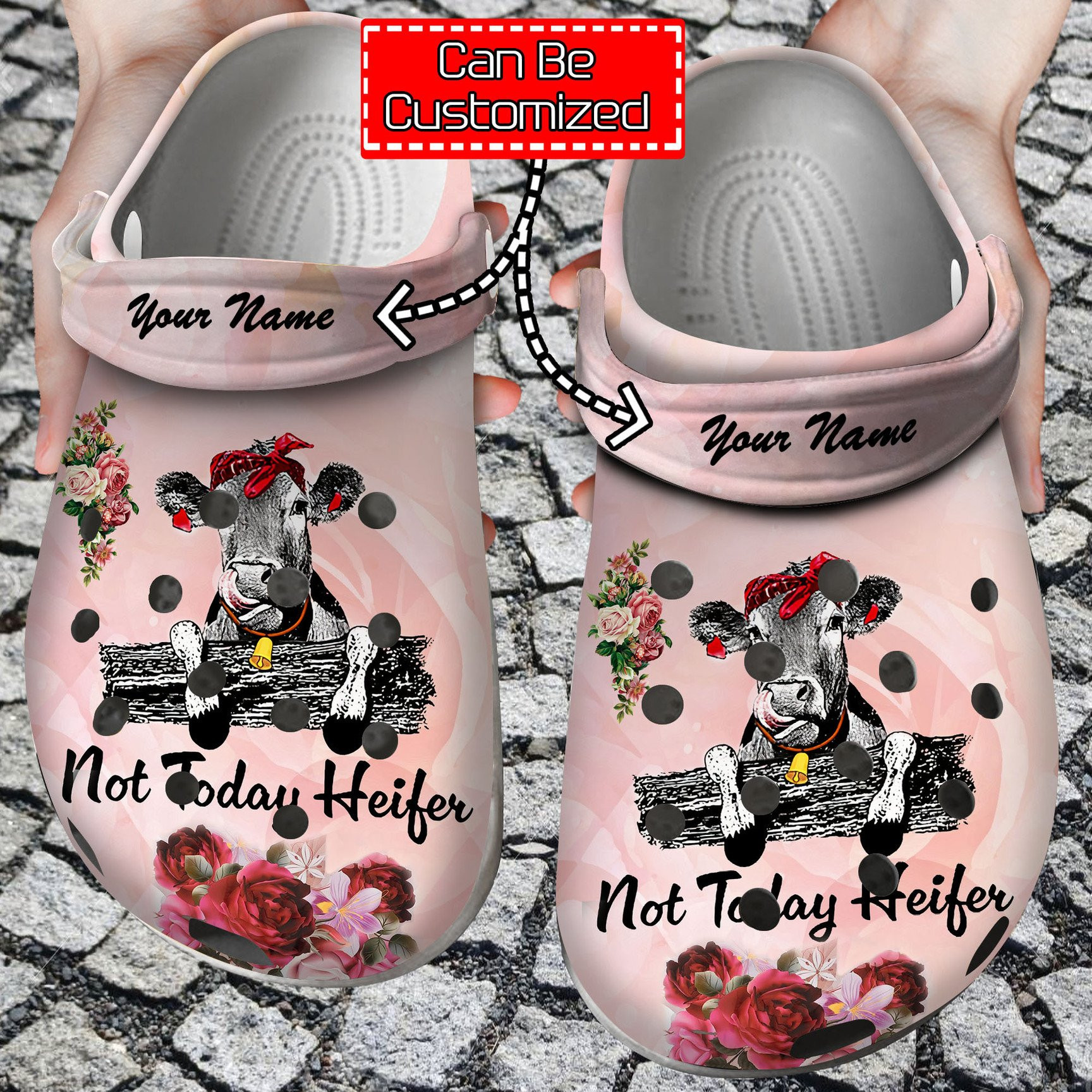 Personalized Not Today Heifer Croc Style Clog Cow Print Crocs