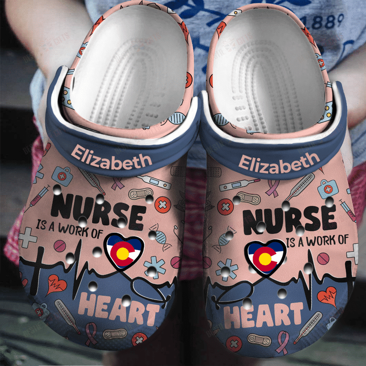 Personalized Nurse Is A Work Of Heart Crocs Classic Clogs Shoes