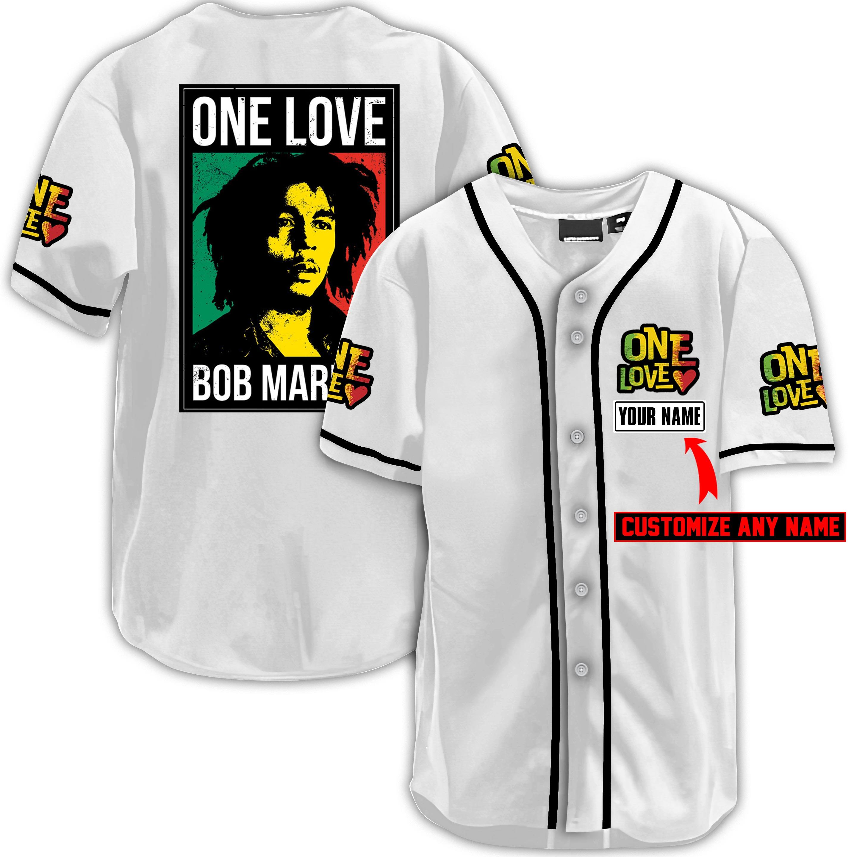 Personalized One Love Bob Marley Baseball Jersey