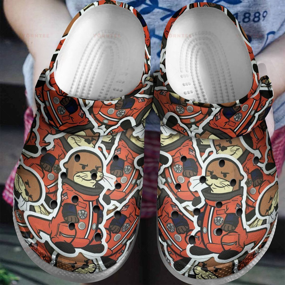 Personalized Otter Astronaut Stickers Gift For Lover Rubber Crocs Clog Shoes Comfy Footwear