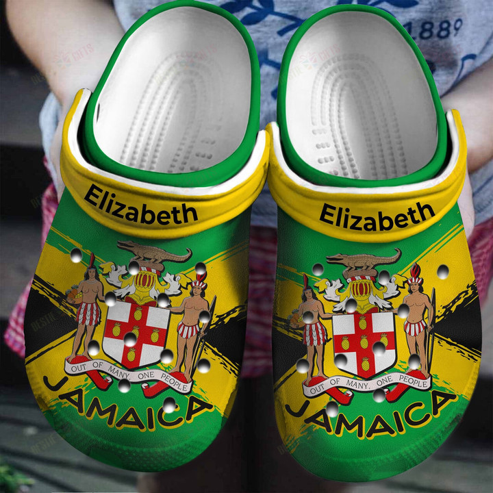Personalized Out of Many One People Jamaica Flag Jamaican Pride Gift Crocs Classic Clogs Shoes