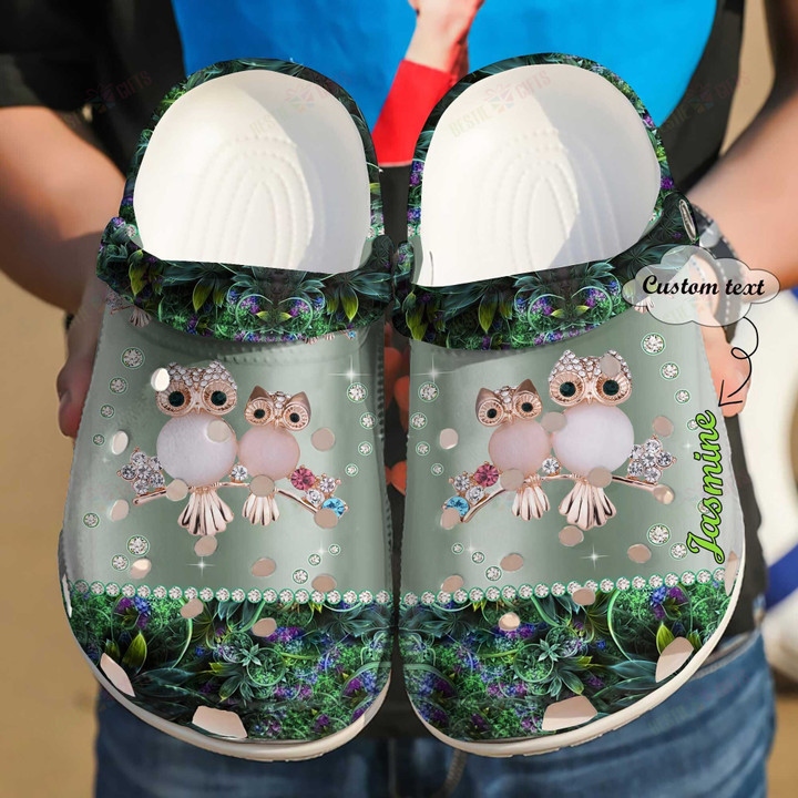 Personalized Owl With Gem Crocs Classic Clogs Shoes