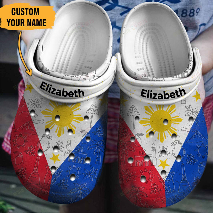 Personalized Philippines Flag Crocs Classic Clogs Shoes