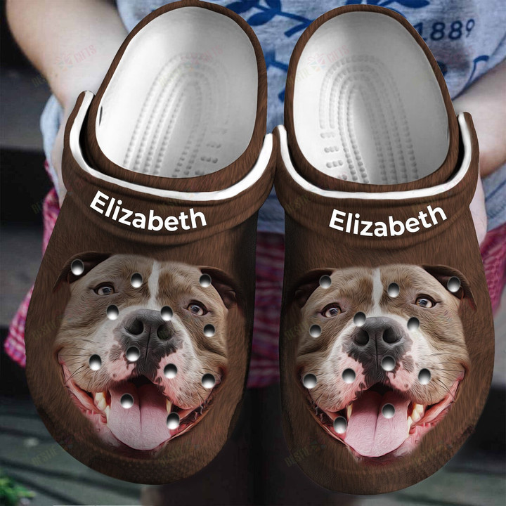 Personalized Pibull Head Crocs Classic Clogs Shoes