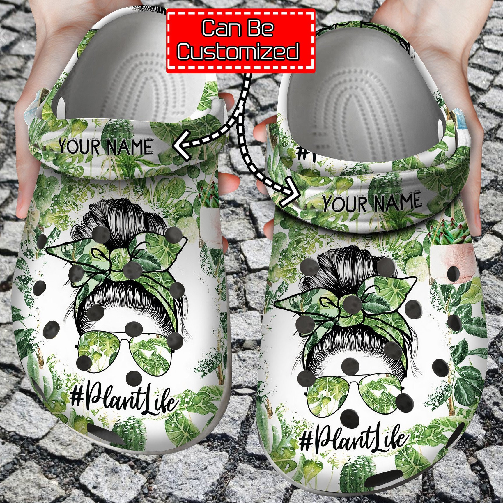 Personalized Plant Mom Messy Bun Crazy Plant Lady Crocs Clog Shoes Plant Crocs