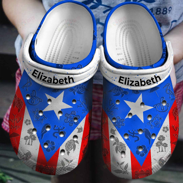 Personalized Puerto Rican Flag Crocs Classic Clogs Shoes