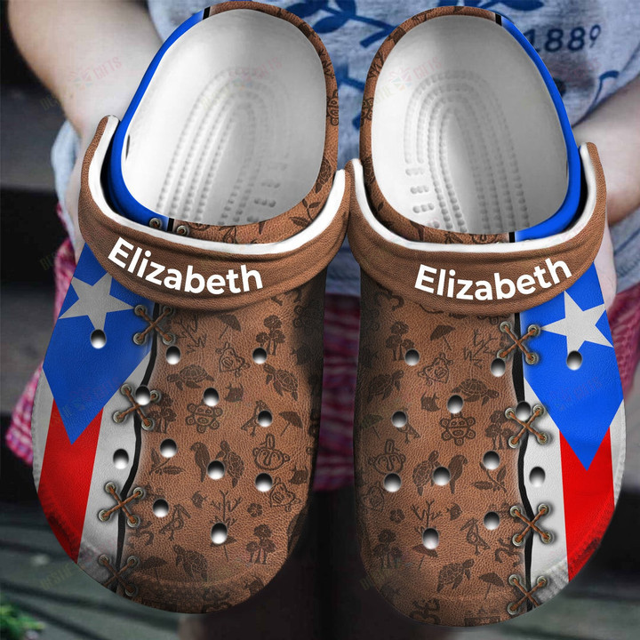 Personalized Puerto Rico Flag Connect Symbols Crocs Classic Clogs Shoes