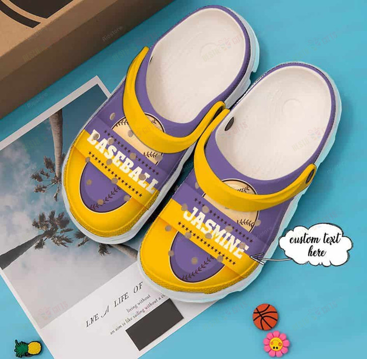 Personalized Purple Baseball Ball Crocs Classic Clogs Shoes