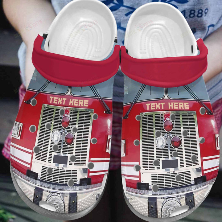 Personalized Red Cartoon Firetruck Crocs Classic Clogs Shoes