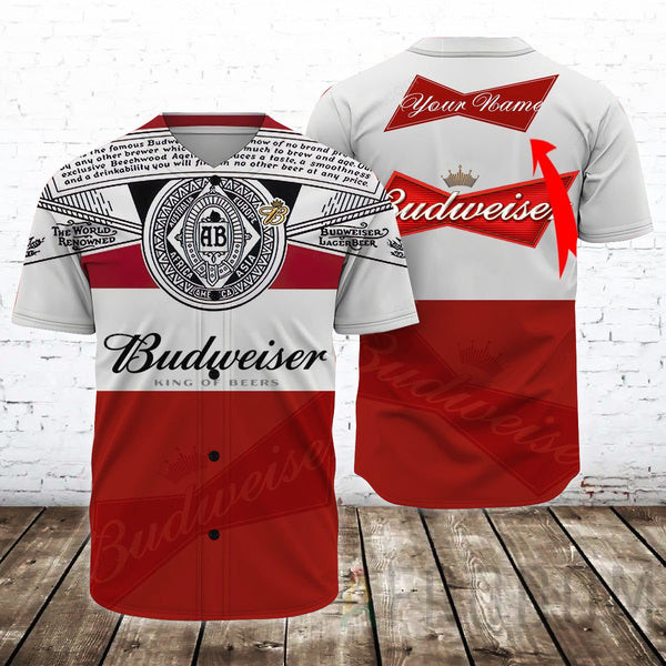 Personalized Retro Budweiser Beer Baseball Jersey, Unisex Jersey Shirt for Men Women